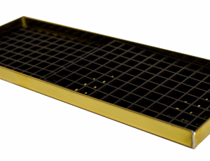 14-7/8" PVD Brass Counter Top Drip Tray W/ Black Grid - No Drain