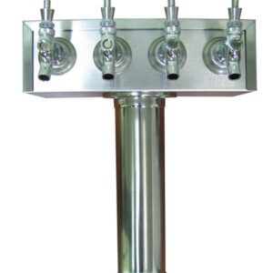 Wine Draft Tower, 3" Diameter Four Faucet "T" Tower