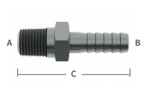 1/4" S/S Male Pipe Thread X 3/8" Barb Hose Nipple